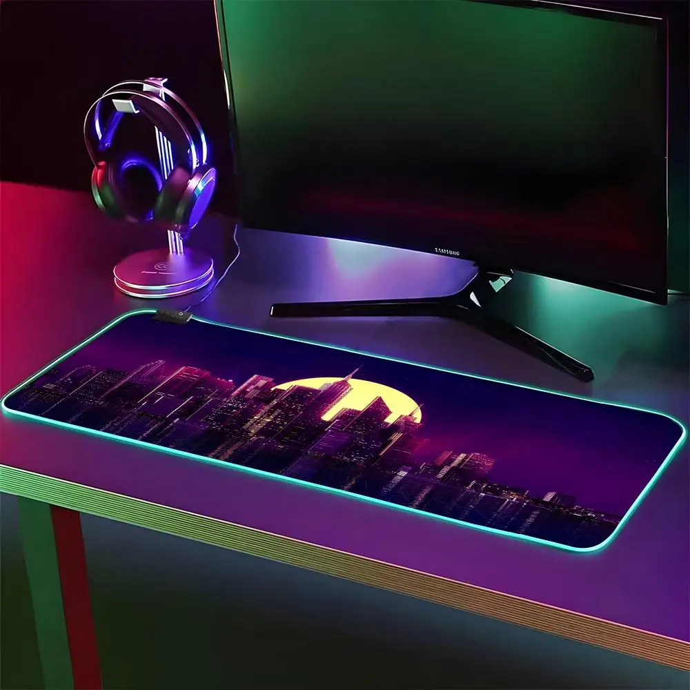 Retro Style Mouse Pad RGB Gaming Mouse Pad Desk Mat HD Gamer Large LED Light XXL MousePads