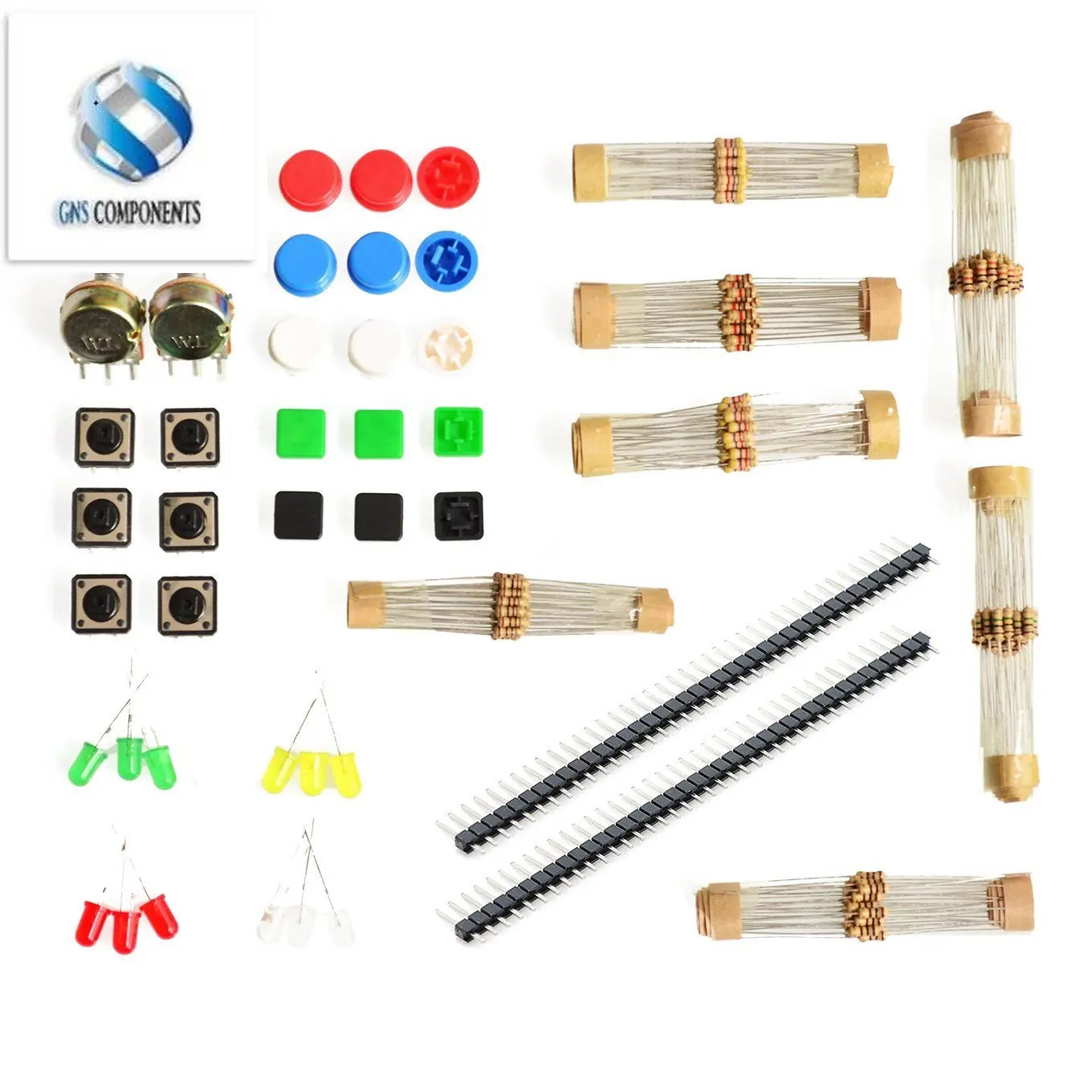 

1 sets Handy Portable Resistor Kit for Starter Kit for UNO R3 LED potentiometer tact switch pin header