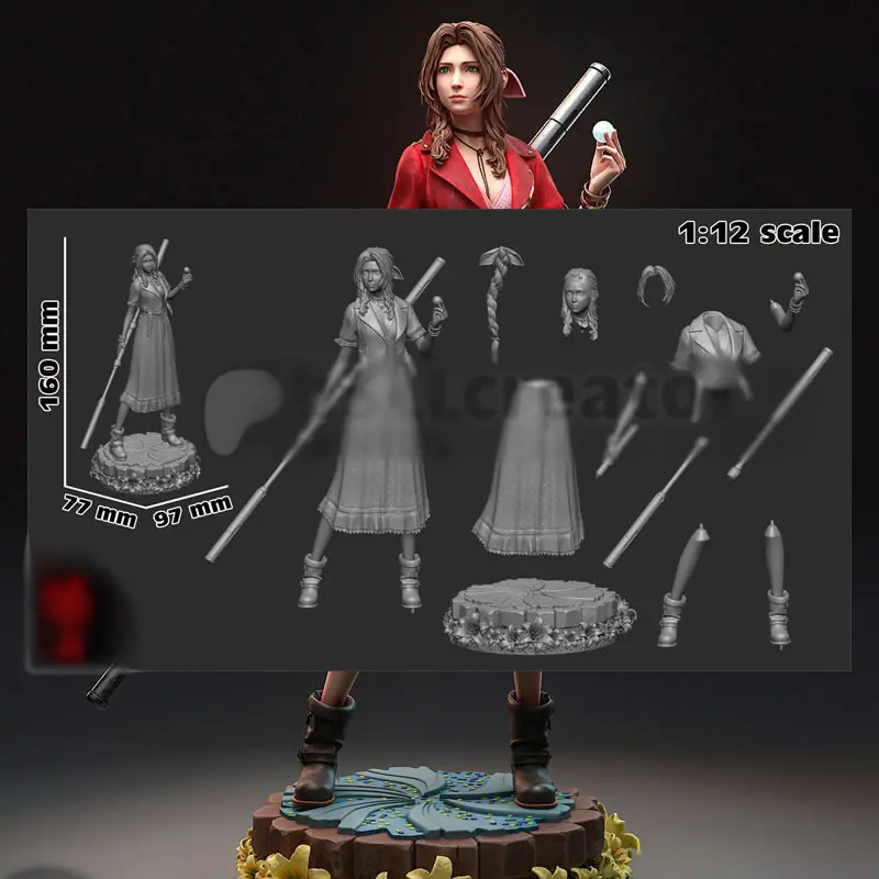 24CM Game Character 6505 Aerith 3D Print Model Kit Unassembled Unpainted Custom Jigsaw Puzzle GK Figure