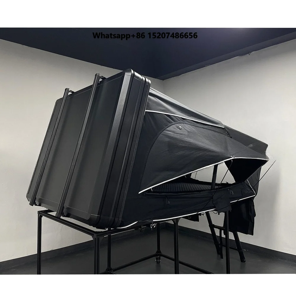 

Space Black Camping Waterproof Aluminum High Quality Foldout Hard Shell Rooftop Tent Roof Rack Top Tent