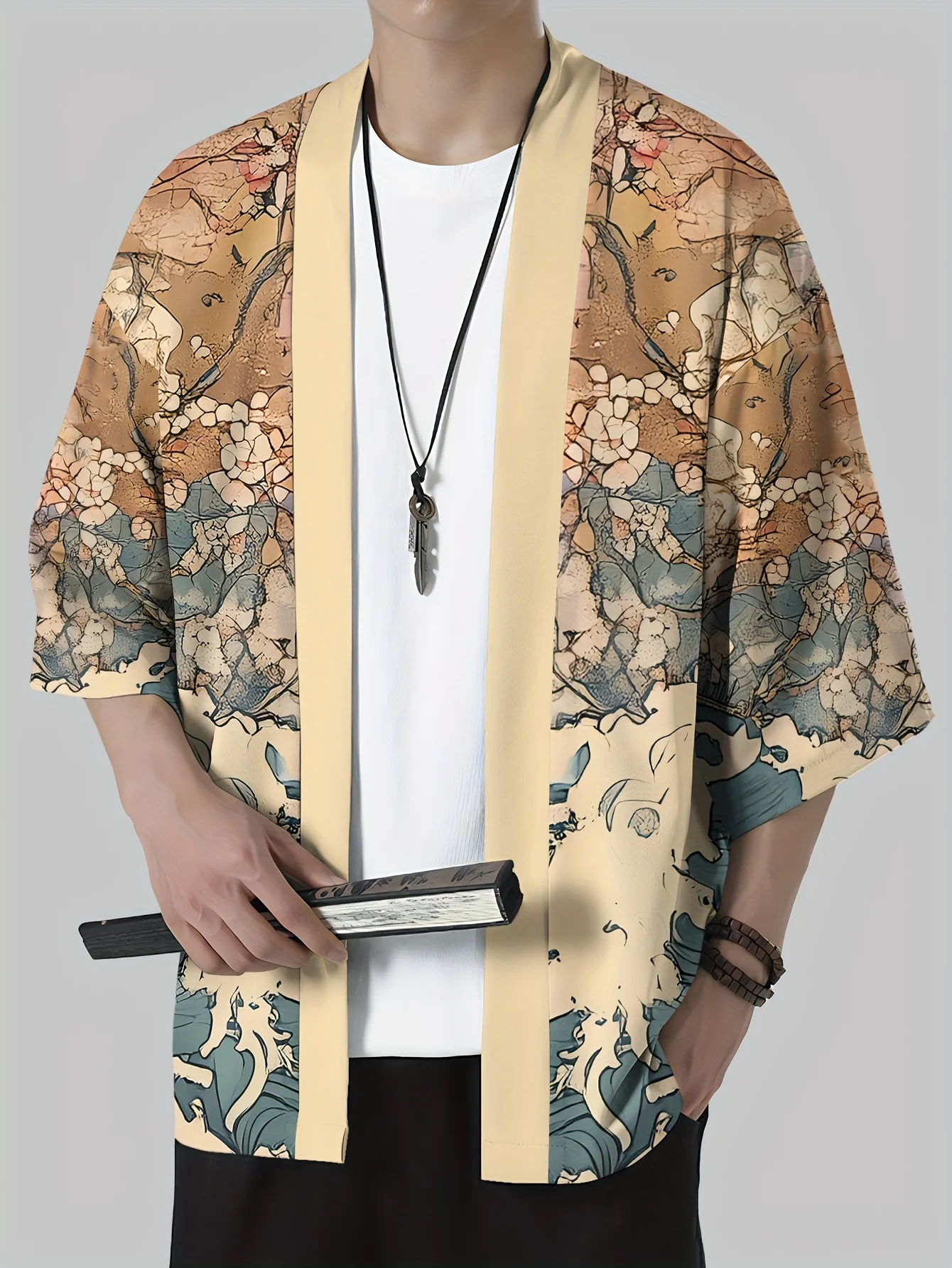 2025 Japanese Kimono for Men Traditional Japanese Relief Culture  Printed Robe Yukata Japanese Clothing Casual Loose Kimono