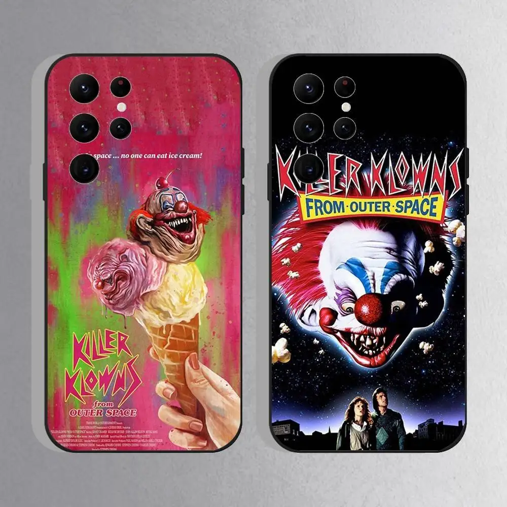 Killer Klowns From Outer Space Phone Case For Samsung S10,S21,FE,S21 ,S26,S25,S24,S23,Ultra,S9,S22,Plus Black Shockproof  Soft