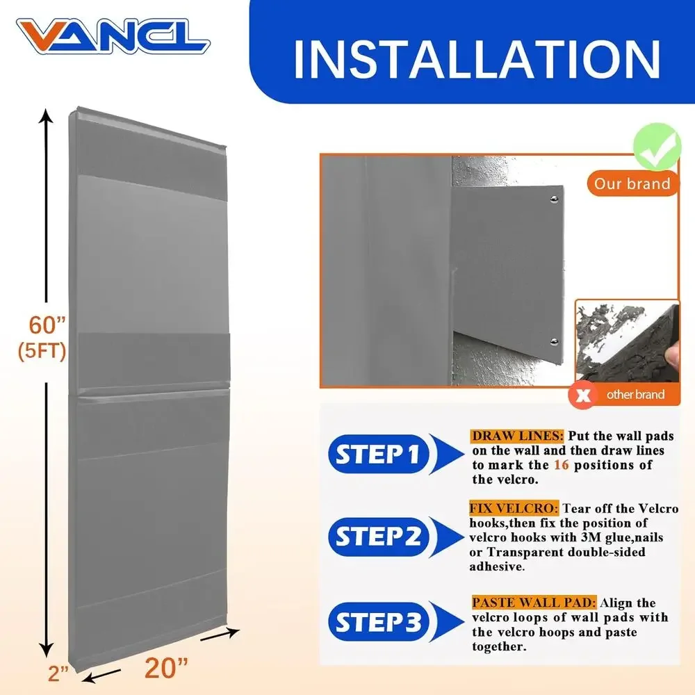 2-Inch Thick Gym Wall Padding - Waterproof Basketball Court Wall Protection Mats (1 Pack)