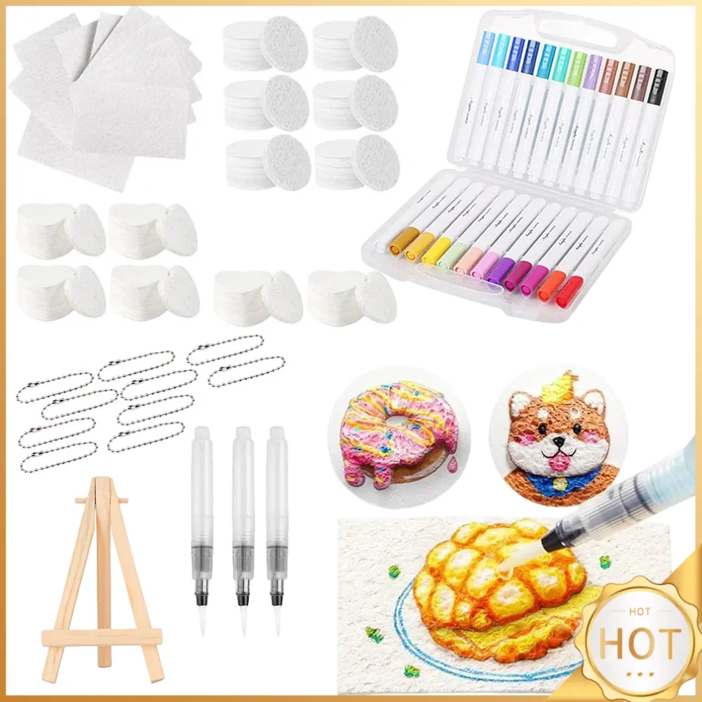 

Magic Puffy Paint Art 3D Drawing Magic Canvas Губка с 10 пенопластовыми красками и 12 маркерами и 3 мягкими наконечниками Кисть для хранения воды