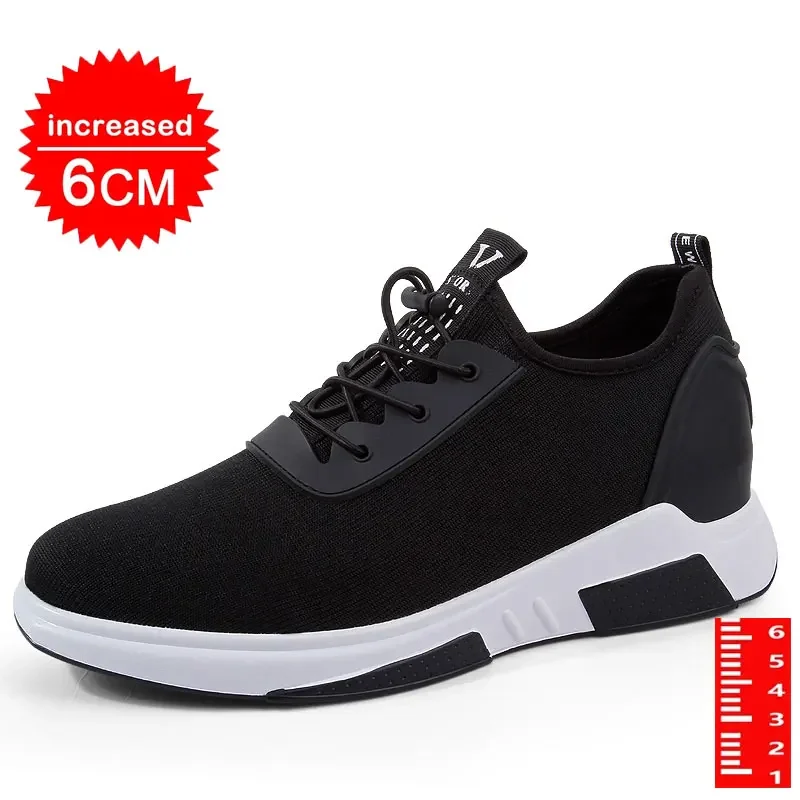 Tênis Elevador Casual para Homens, Altura Aumentar Sapatos, Placa de Luxo, Altura 6cm Saltos, Alta Qualidade