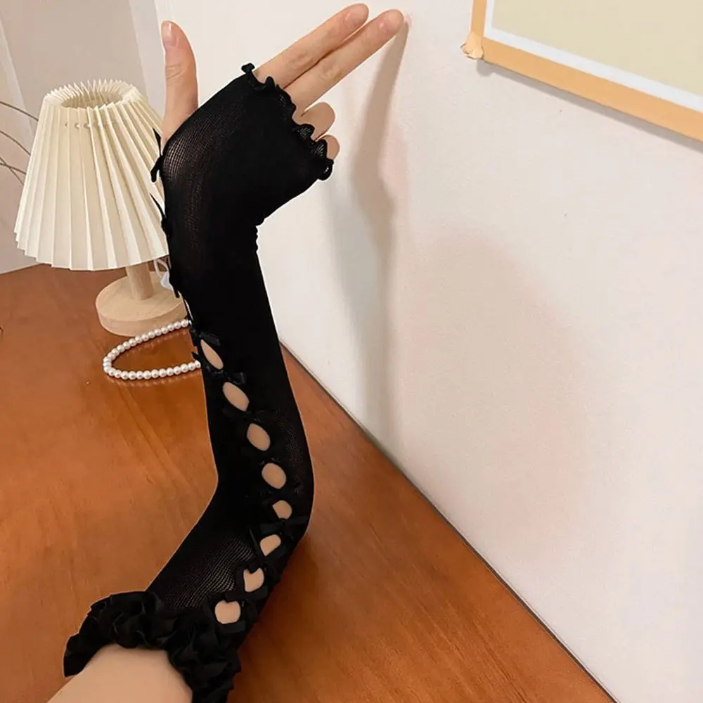 جديد الباليه نمط مقوس دانتيل قفازات Y2k لوليتا الدانتيل الأميرة قفازات طويلة JK المرأة واقية من الشمس كم تأثيري الدعائم