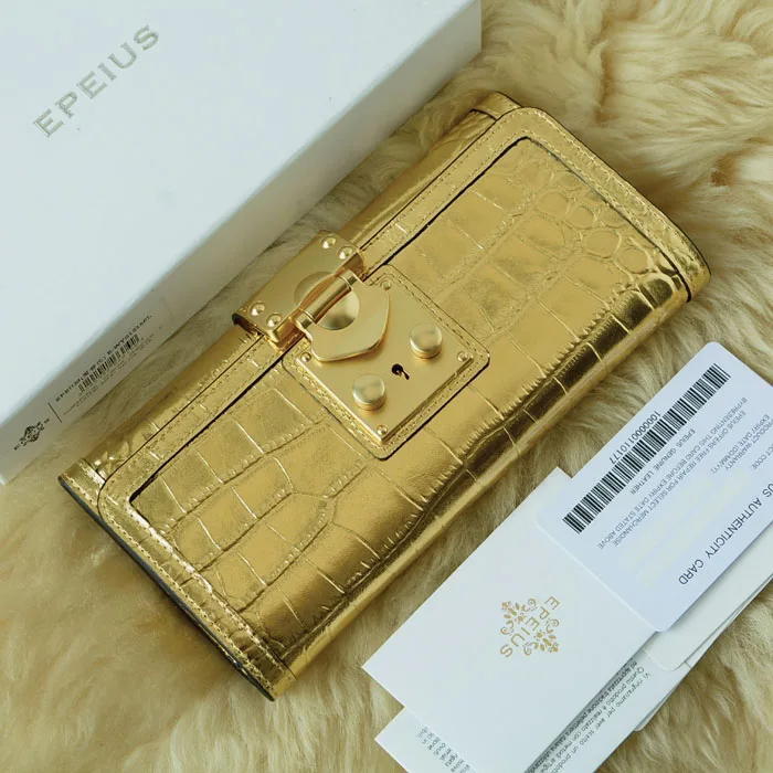 2024 New Designer Cow Leather Gold Women Long Wallet Fashion Genuine Leather Lady Purse High Grade Large Capacity Money Bag 45