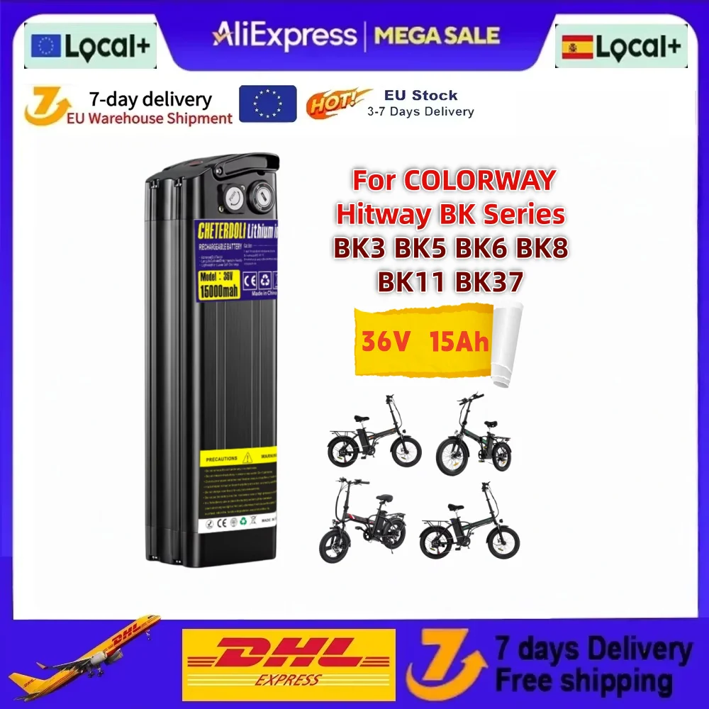 36V 15Ah Kompatibel mit COLORWAY Hitway BK Serie BK3 BK5 BK6 BK8 BK11 BK37 OneSport BK6 EVERCROSS EK5 EK6 Fahrrad-Akku