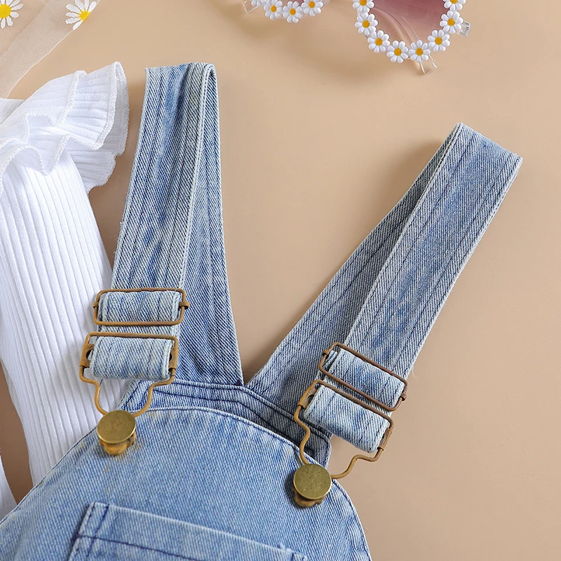 1 2 3 4 5 6 Years Girls Clothing Sets Summer Suspender Dress Little Princess Suit Fashion Straps Denim Overalls Birthday Present