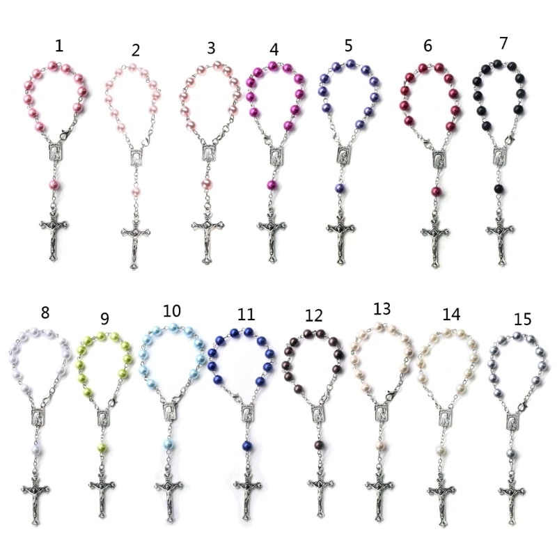 Pearl Finger Baptism Rosaries Religious 11-Prayer Ball Beads Rosary Beads Christening Favor for Women Men Drop Shipping