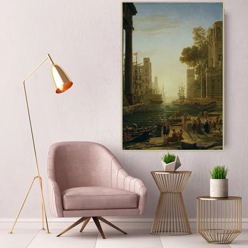 Claude Lorrain《Landscape with St Paula of Rome Embarking at Ostia》Canvas Oil Painting Picture Wall Decor Home Decoration