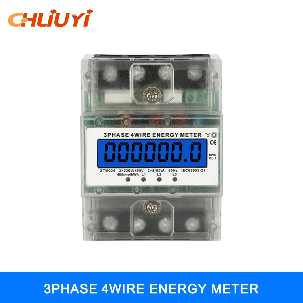 Compteur d'énergie triphasé 4 fils 220/380V, compteur de consommation d'énergie kWh, installation domestique, compteur d'énergie électrique numérique, rail DIN 2