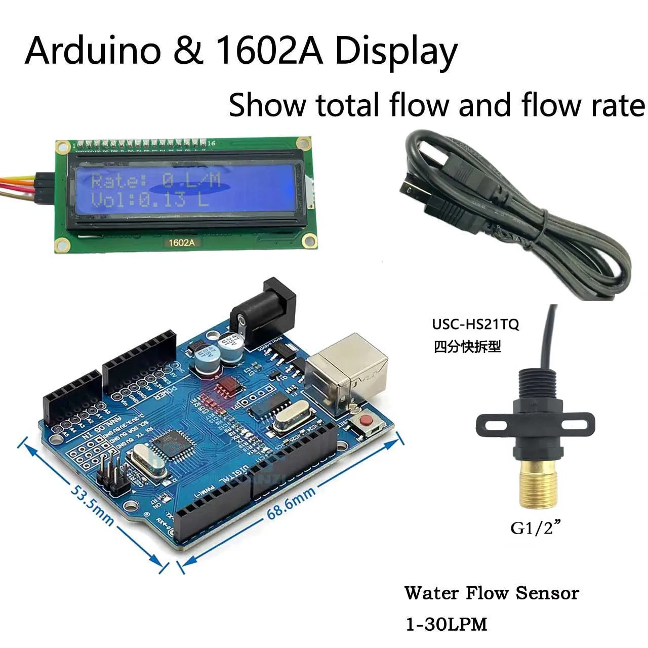 Arduino and Water Flow Sensor G1/2\