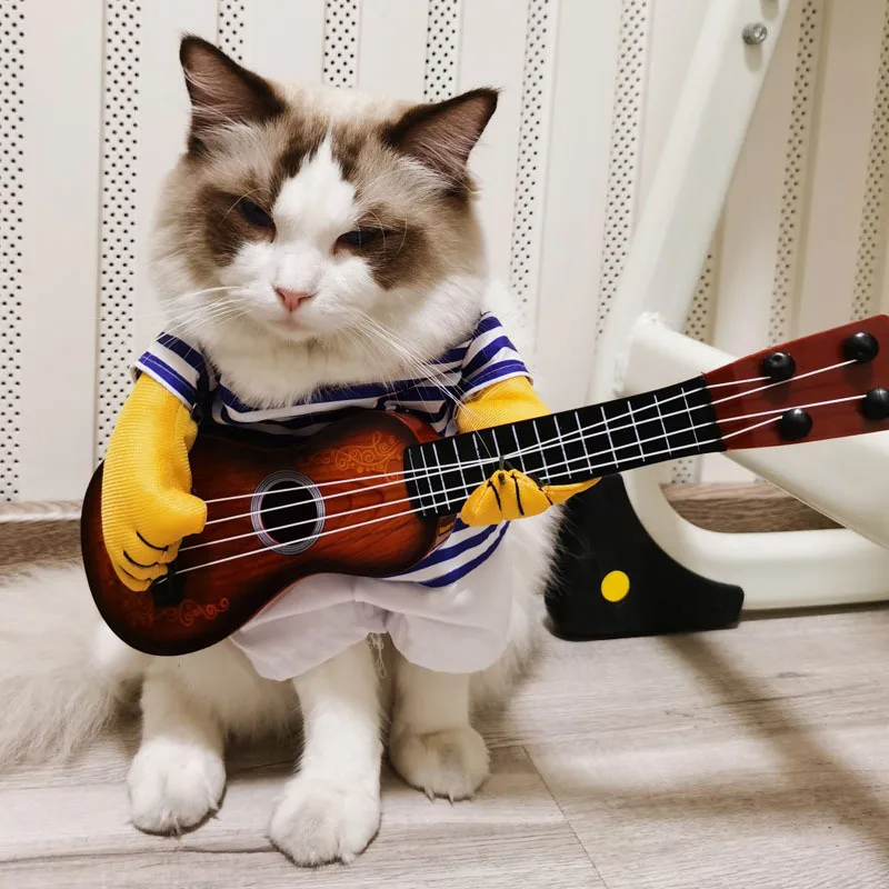 Costume da chitarra per animali domestici Costumi divertenti per cani Giocatore di chitarrista Halloween Natale Cosplay Party Vestiti per cani e