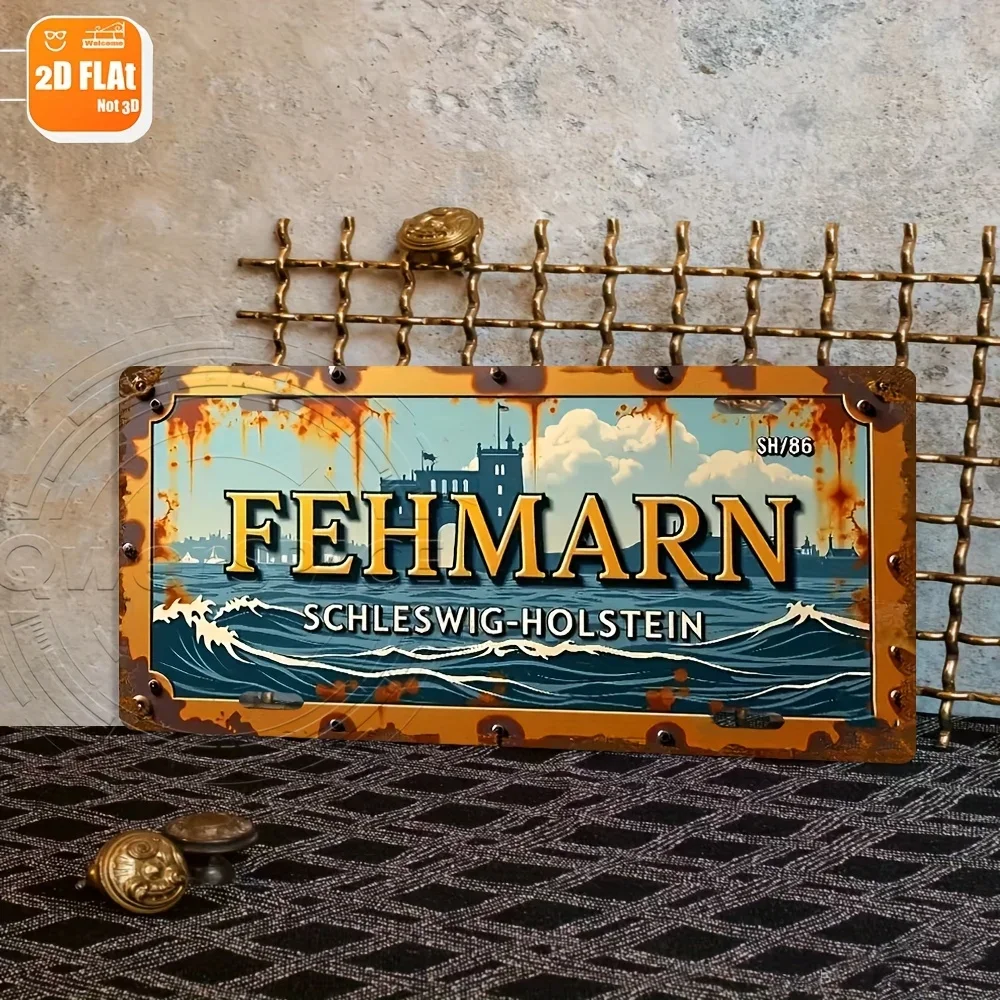 2D Flat - This 2D Flat Design Features a Vintage Metal Sign Measuring 30X15cm, Made Of. It Showcases a Rustic Weathered Effec