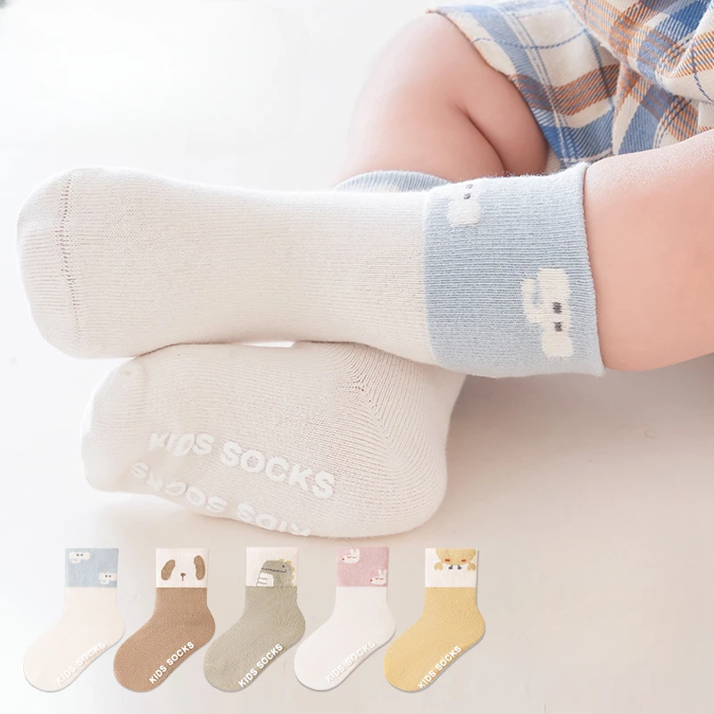 Baby Socks Spring Korean Neonatal Cartoon Animal Loose Mouth Baby Sock Pure Cotton Cartoon Mid Tube Sock Toddler Socks