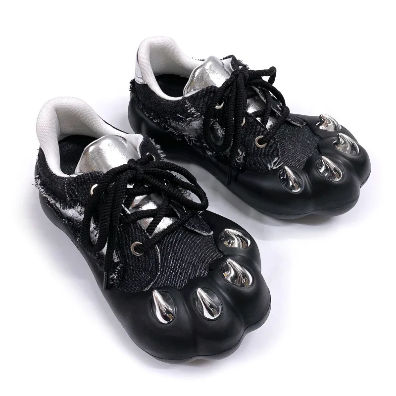 2026 Women Niche Harajuku Style Platform Bread Casual Cute Personality Cat Claw Ugly Cute Design Big Head Cos Shoes