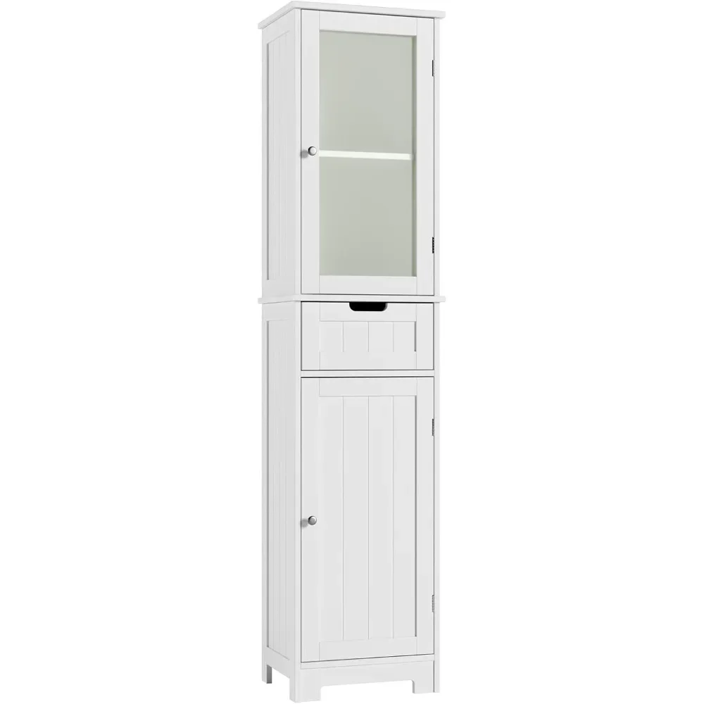 

Bathroom Cabinet, Storage Cabinet with 2 Doors & 1 Drawer, Floor Freestanding Cabinet with Adjustable Shelves