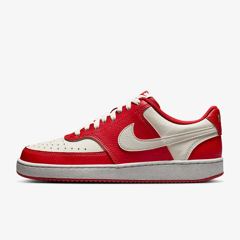 Nike DH3158 602 Womens Low Top Skate Shoes Red White Leather Breathable Rubber Sole Casual Sneakers