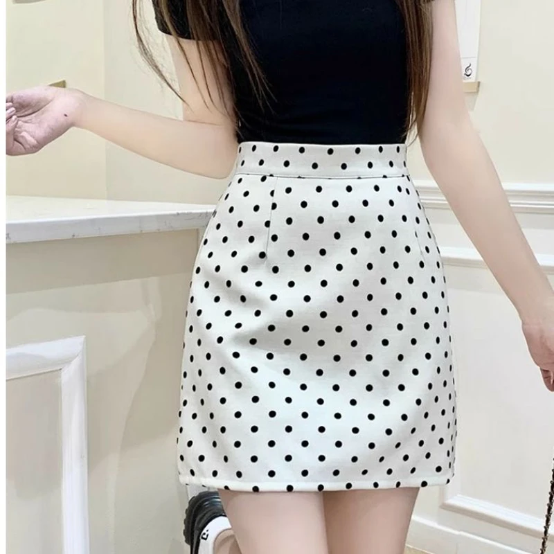 Fashion Printed Spliced Korean Polka Dot Skirts Female Clothing 2025 Summer New Loose Preppy Style Zipper High Waist Skirts