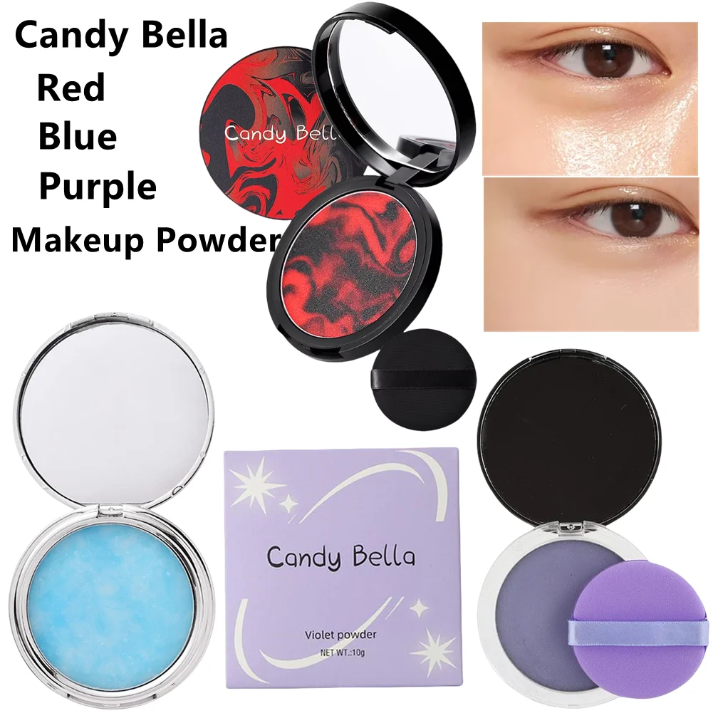 Candy Bella Lavender Blue Sky Cloud Lava Make-up-Puder mit Mini-Puderquaste, Ölkontrolle für alle Hauttypen, Kosmetika