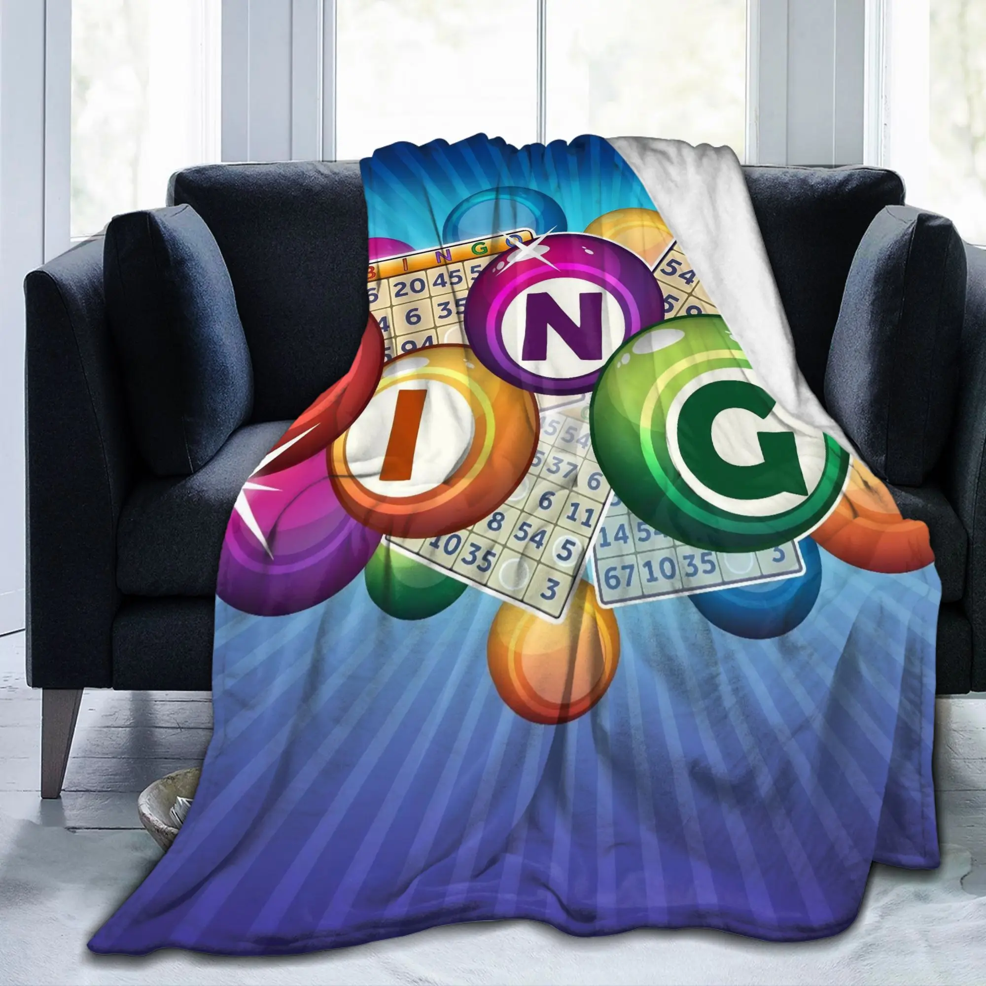 Bingo Balls Paper Game Blankets  Plush Bedding Throw Blankets Couch Lightweight Airplane Travel Multi-function