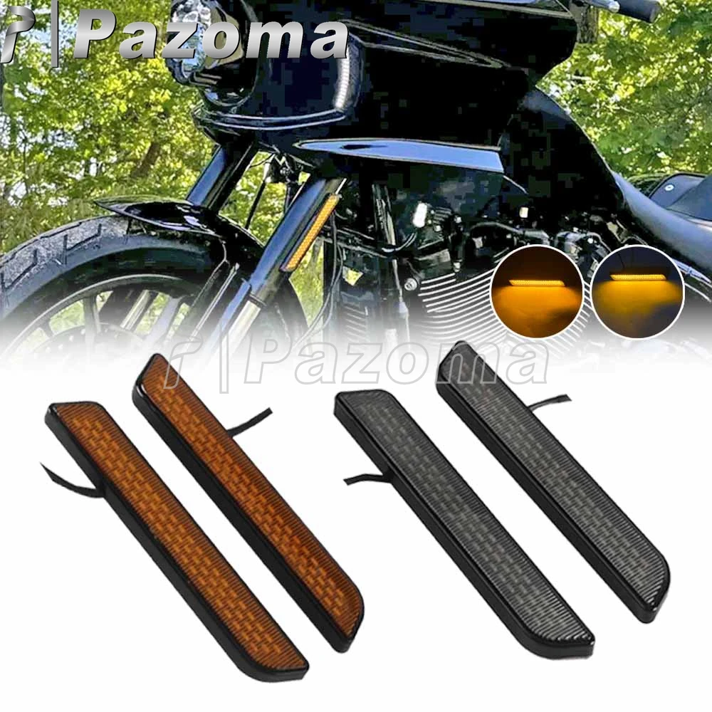 LED Turn Signal Lights Motorcycle Front LED Flush Fork Light DRL Lamp For Harley Touring Road Glide Ultra Limted Special ST CVO