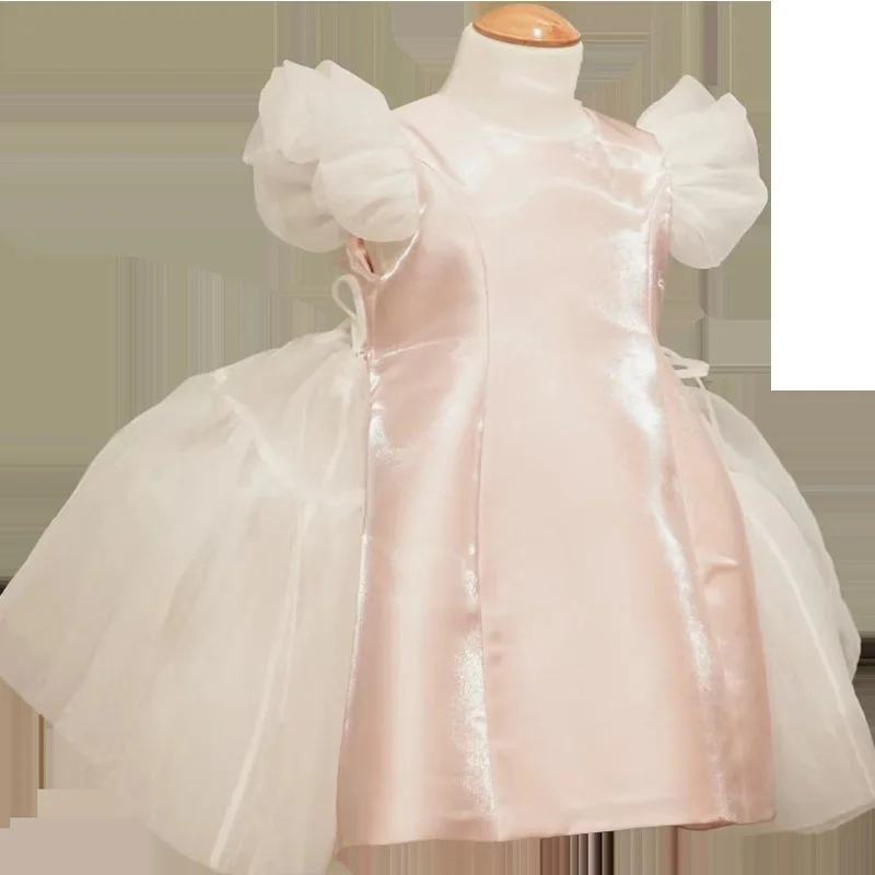 Kids Birthday Party Dresses for Little Girl Size 3 To 12 Years Prom Satin finish Dress Luxury Gowns flounce Evening Formal Frock