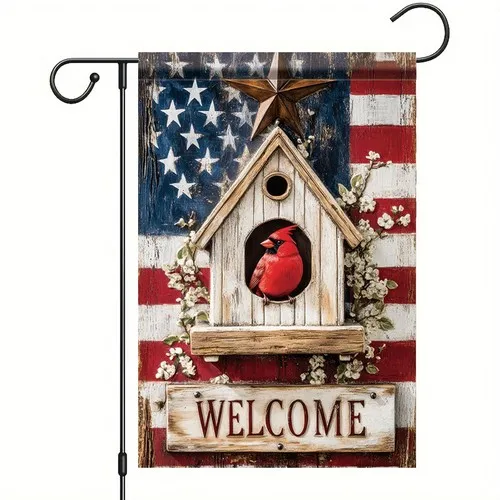 Patriotic 4th of July Birdhouse Garden Flag 12x18 Double Sided Small Patrioti... YYZ