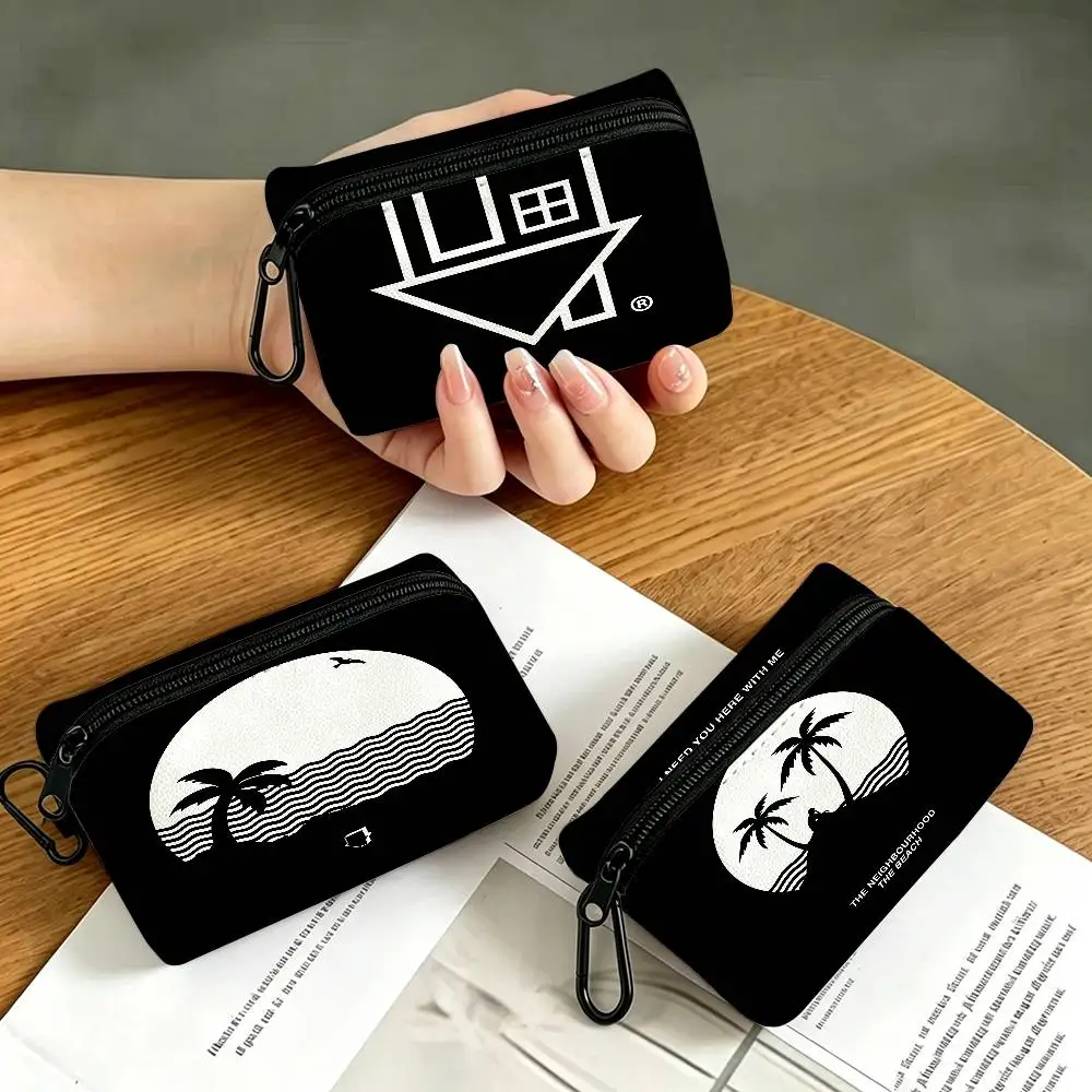 N-Neighbourhood I Love You Oxford Cloth Zipper Coin Purse Portable Hanging Key Pouch Organizer For Travel Cosmetic Bag