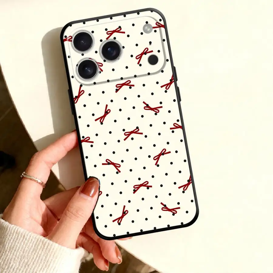 Чехол для Apple iPhone 17 Pro Max XS 15 11 7 8 X SE 6 6S 16 Plus 14 13 Mini, ретро-чехол с бантом