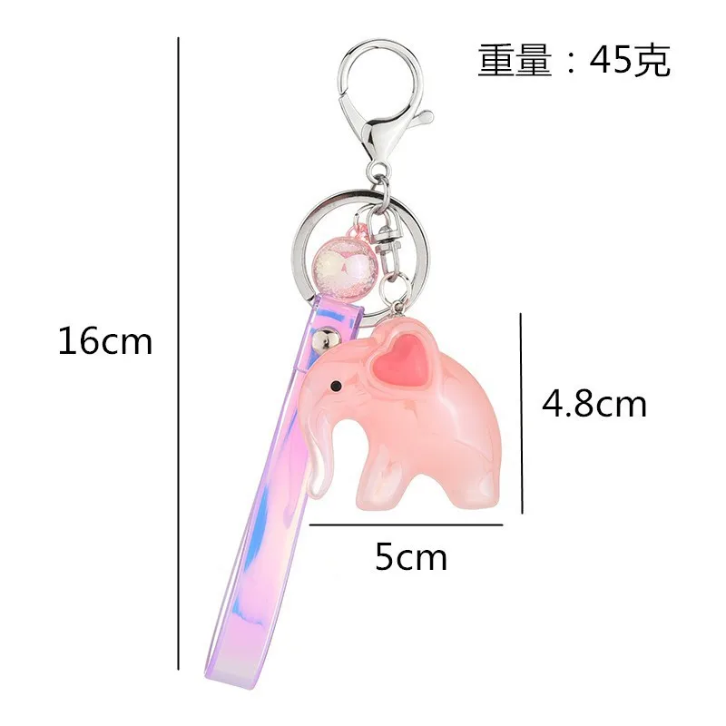 Colorful Resin Crystal Elephant Doll Keychains For Women Bag Pendant Couple Car Key Chains Jewelry Gift Decoration Accessories