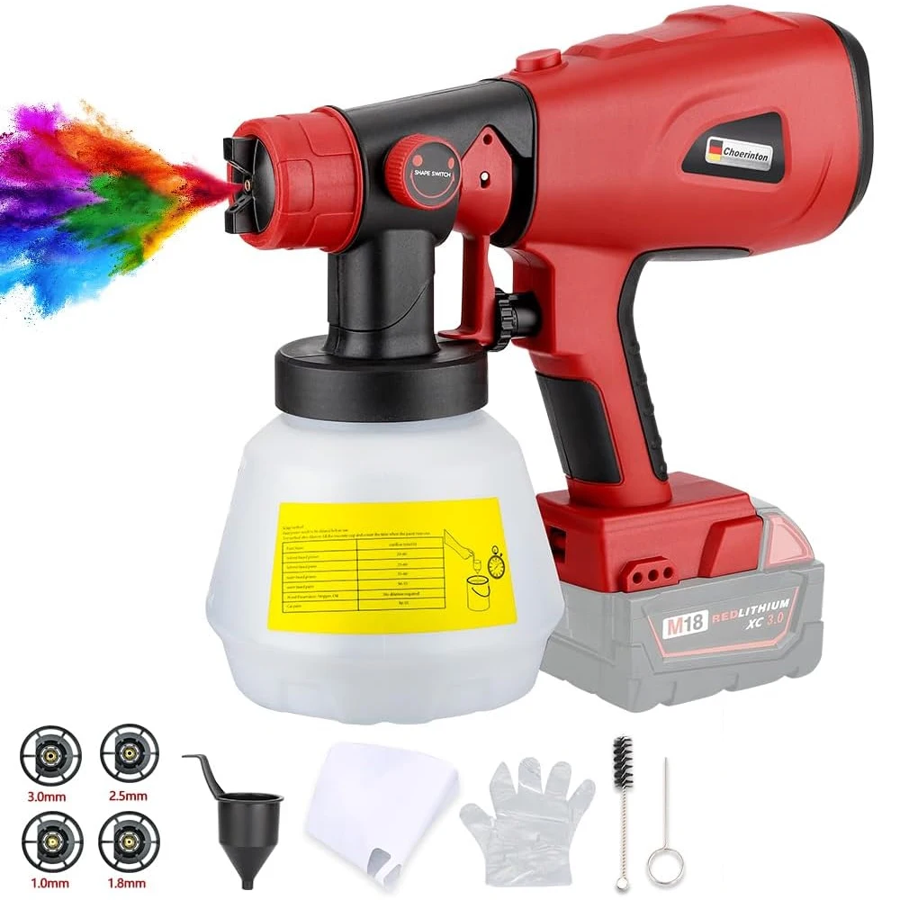 Electric Handheld Paint Sprayers with 1000ML Container, Compatible for Milwaukee 18v Battery (NO Battery),for House Furniture