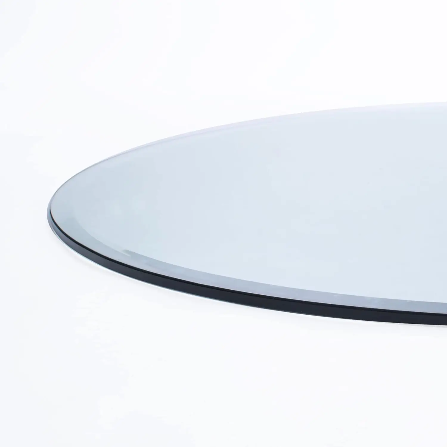 

16"" Round 1/2"" Thick Clear Tempered Glass Table Top With Beveled Edge, Replacement For Dining, End, And Outdoor Patio Tables