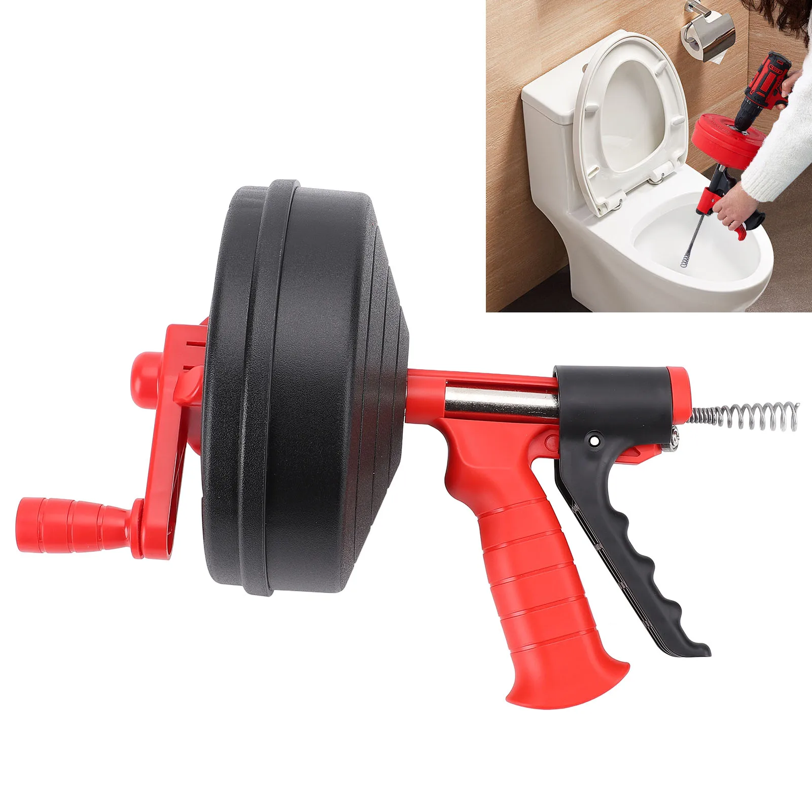

Drain Snake Manual or Drill Powered Drain Clog Remover Versatile 65 Manganese Steel Spring High Hardness for Bathtubs