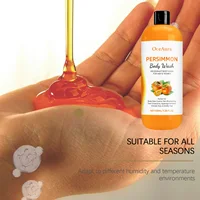 Gel Douche au Kaki Nettoyant Doux Hydratant Exfoliant pour la Peau Lissant et Adoucissant Éliminateur d'Odeurs Corporelles Produits de Bain 5
