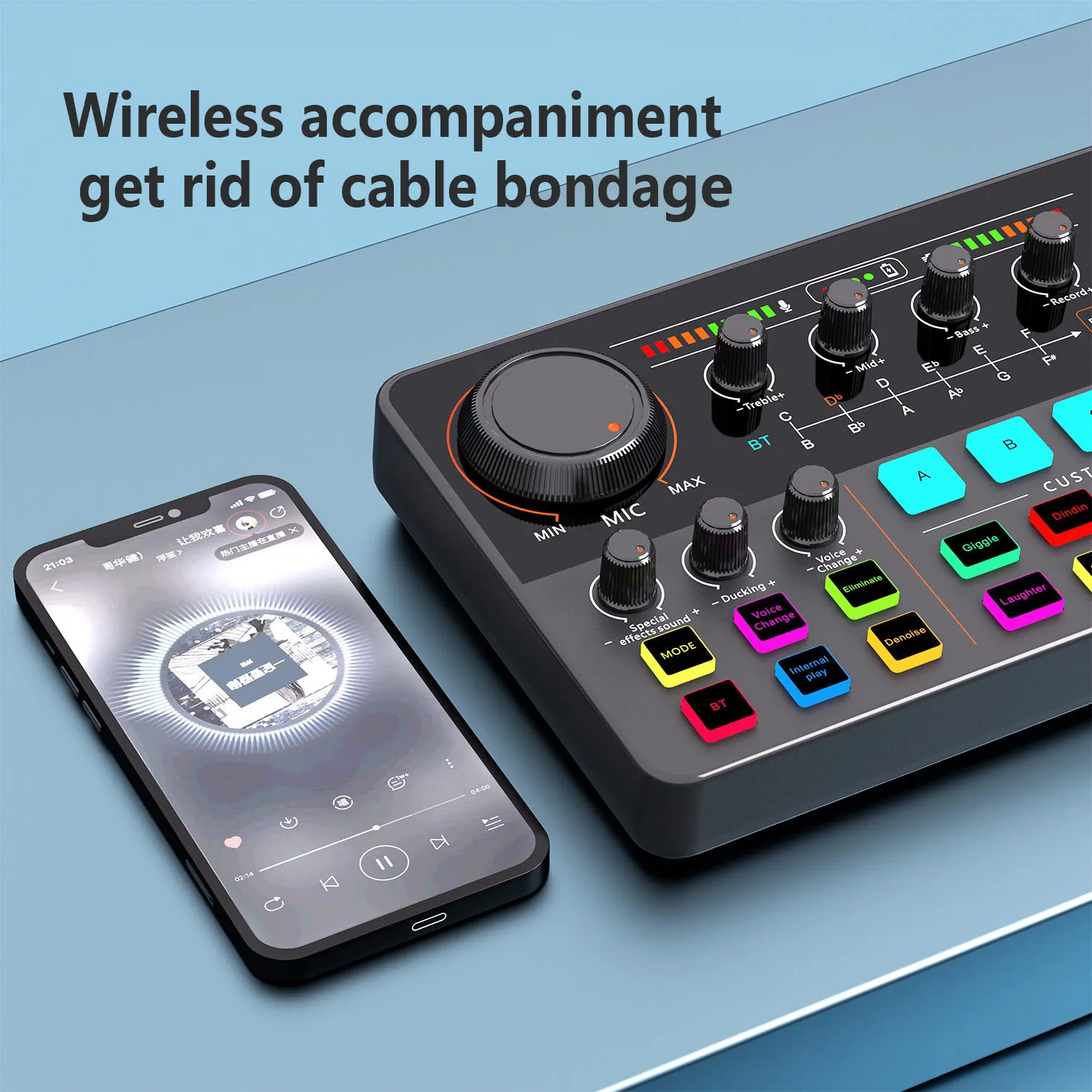 Professional intelligent live sound card phone computer universal 48V sound card suite is suitable for live singing recording