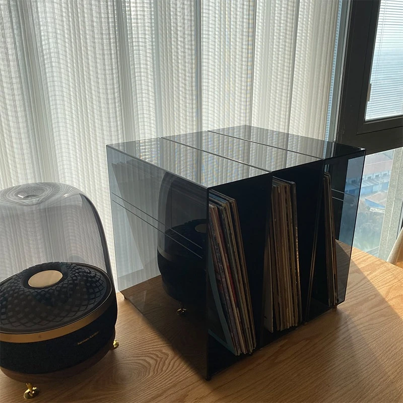 Acrylic Vinyl Record Storage Shelf with Legs Dustproof LP Organizer for 12 Inch Albums Clear Display Stand Home Decor