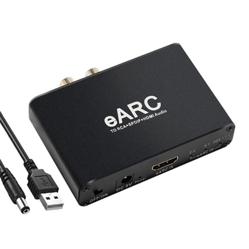 HDMI-Compatible EARC ARC Audio Extractor 192Khz Converter EARC to RCA Audio Extractor Adapter for DTS Dolby Atoms AC3