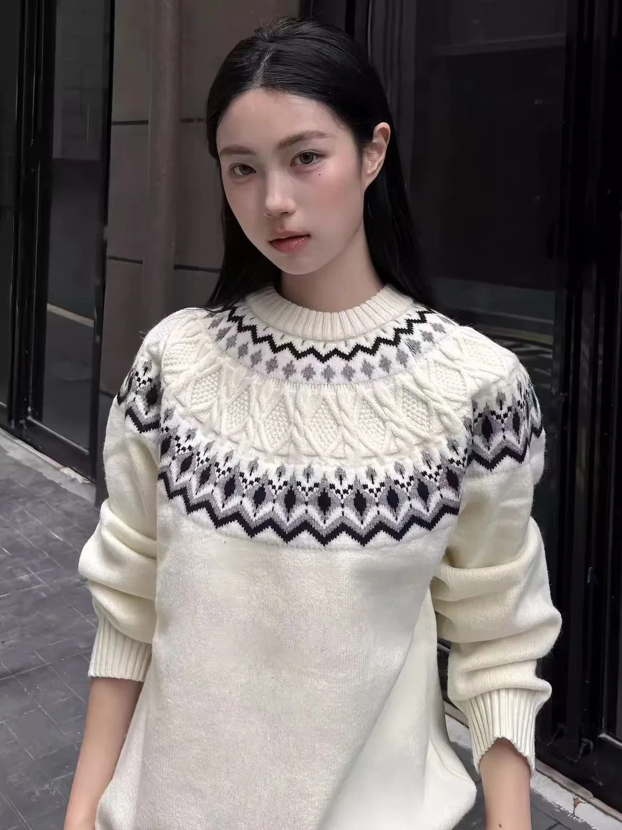 

Soft Knitted Men's Sweater Fair Island Tassel Flower Autumn Winter Lazy Inner Wear Base irt Retro Sle Geometric Pattern