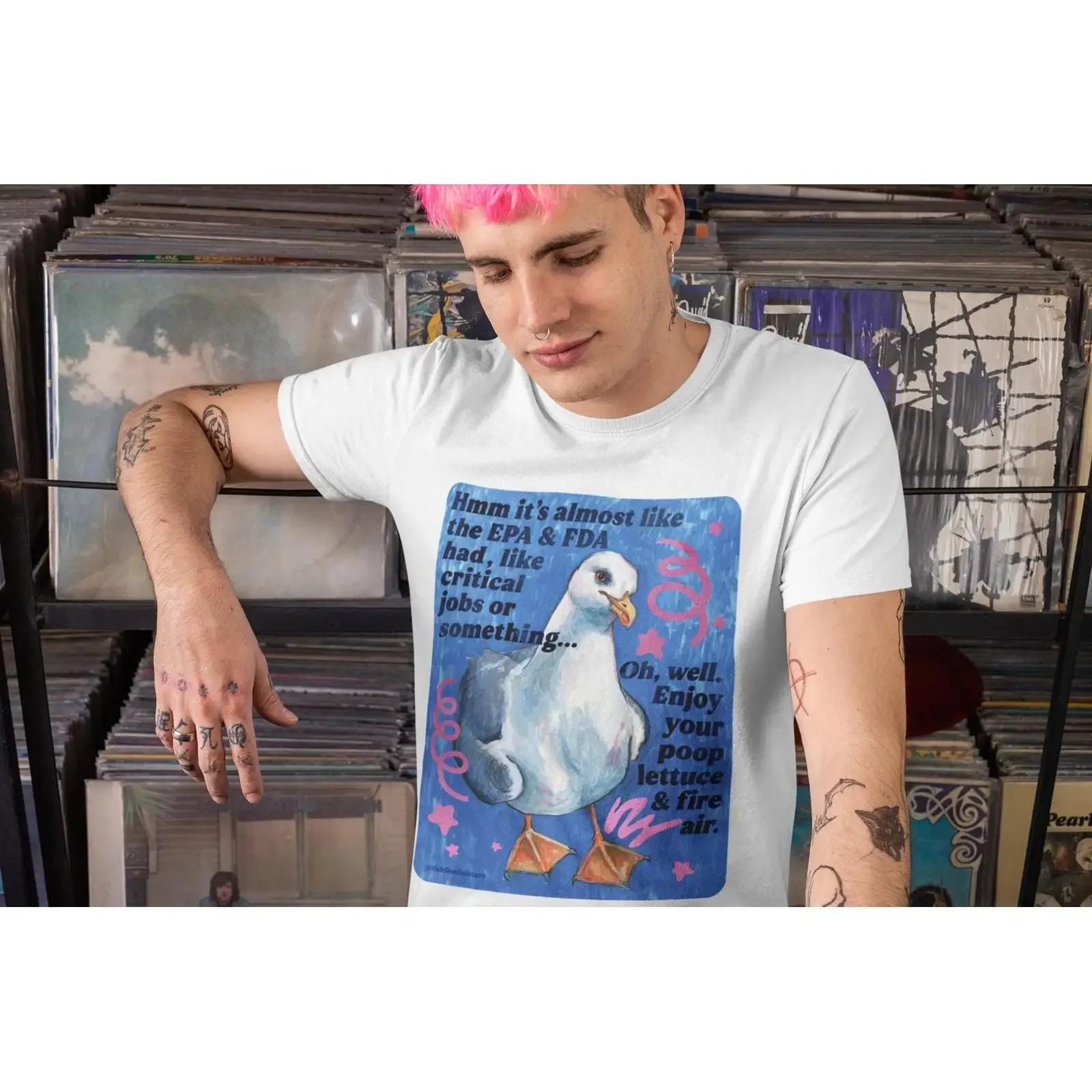 Sarcastic Seagull Quote T Shirt Hmm it's almost like the EPA FDA had critical jobs vintage Washed designer clothes Casual