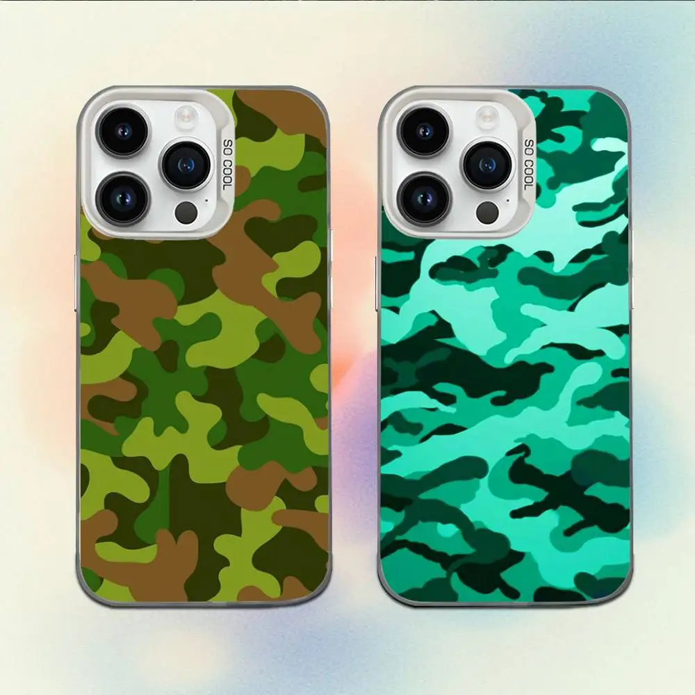 

Fashion Camouflage Phone Case For iPhone 16,15,14,13,12,11,Mini,Pro,E,MAX White Candy Matte Shockproof Cover