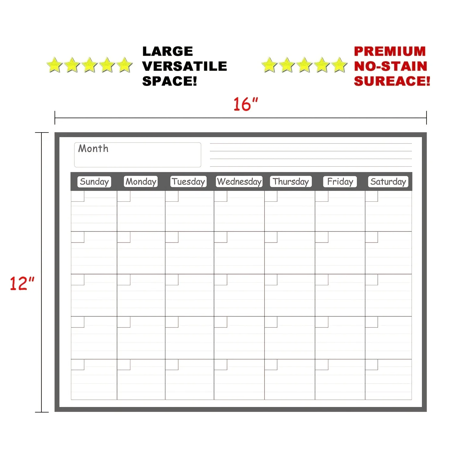 Magnetic Refrigerator Dry Erase Calendar, 12” x 16” Monthly Planner Whiteboard Message Organizer for Kitchen Fridge with Free Ma