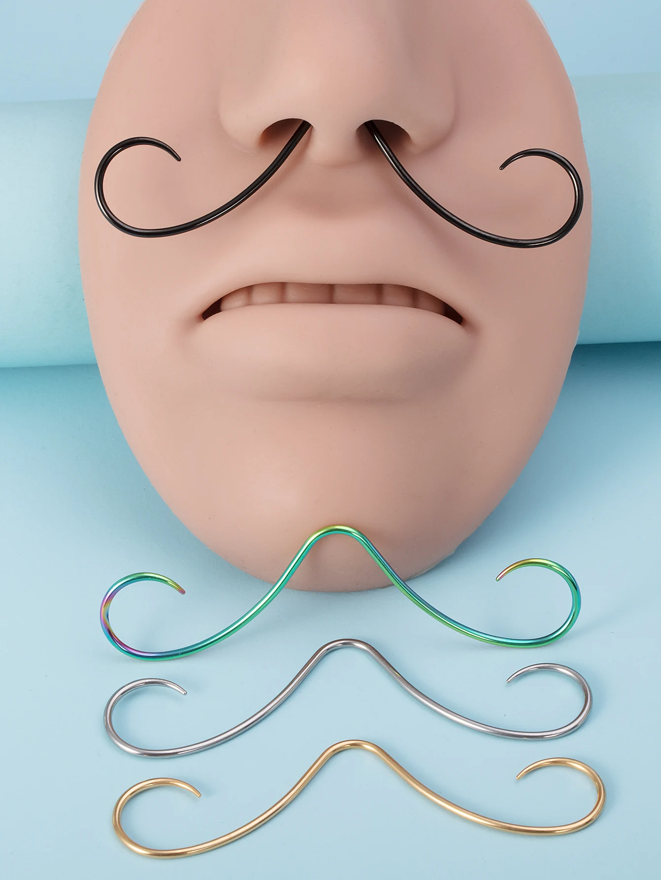1pc Schnurrbart 16g Nase Septum Ring für Frauen Männer 361l chirurgischen Stahl Septum Piercing Kleiderbügel Ring trend ige beliebte Nase Körpers chmuck – Detail 3