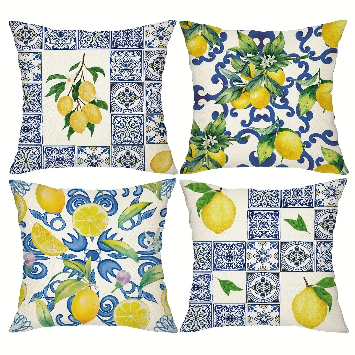 Lemon Bump Vintage Pattern Print Home Decor Pillowcase Bedroom Living Room Sofa Decoration Polyester Cushion Cover with Zipper