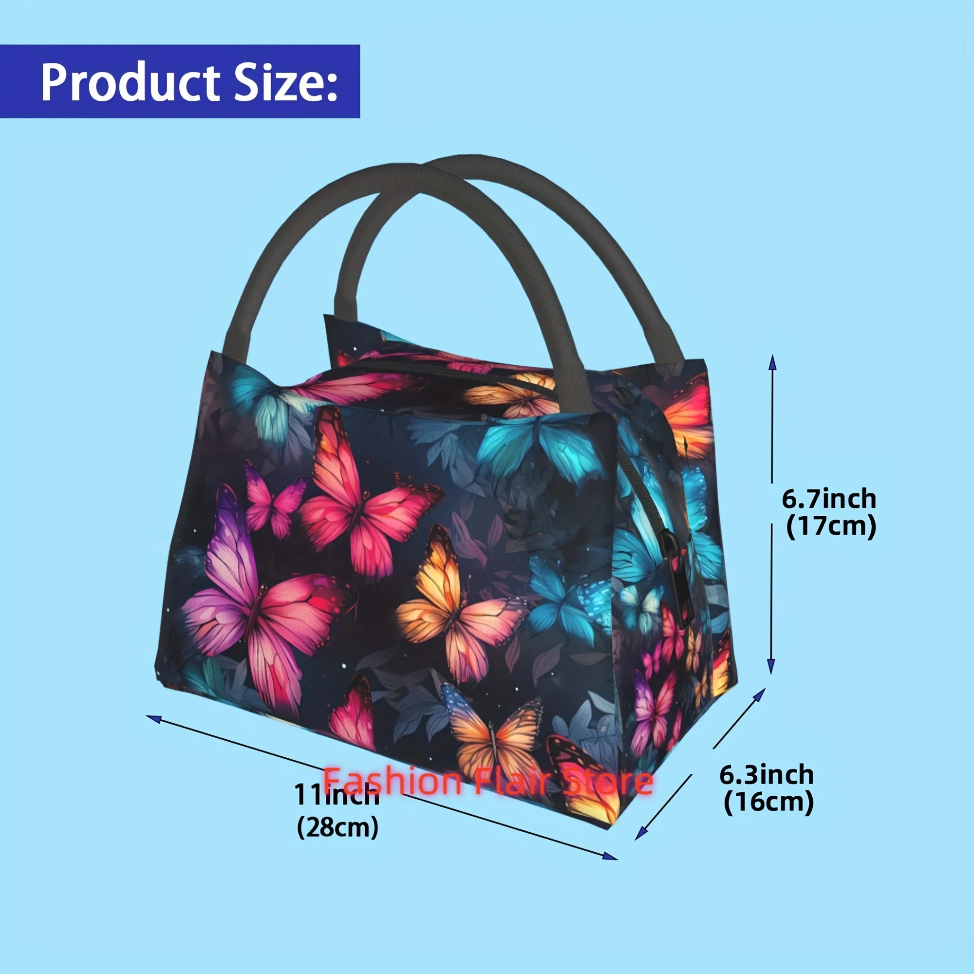 Insulated Lunch Bags for Men And Women, Reusable Large Tote Bags with Thermal Sealing Zippers, Featuring a Beautiful Butterfly D