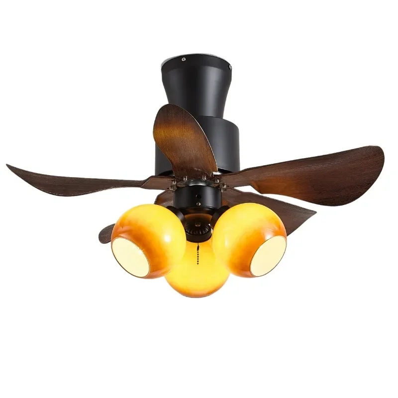 

Fan light French dining room log wind integrated with light modern living room frequency conversion bedroom soft wind ceiling