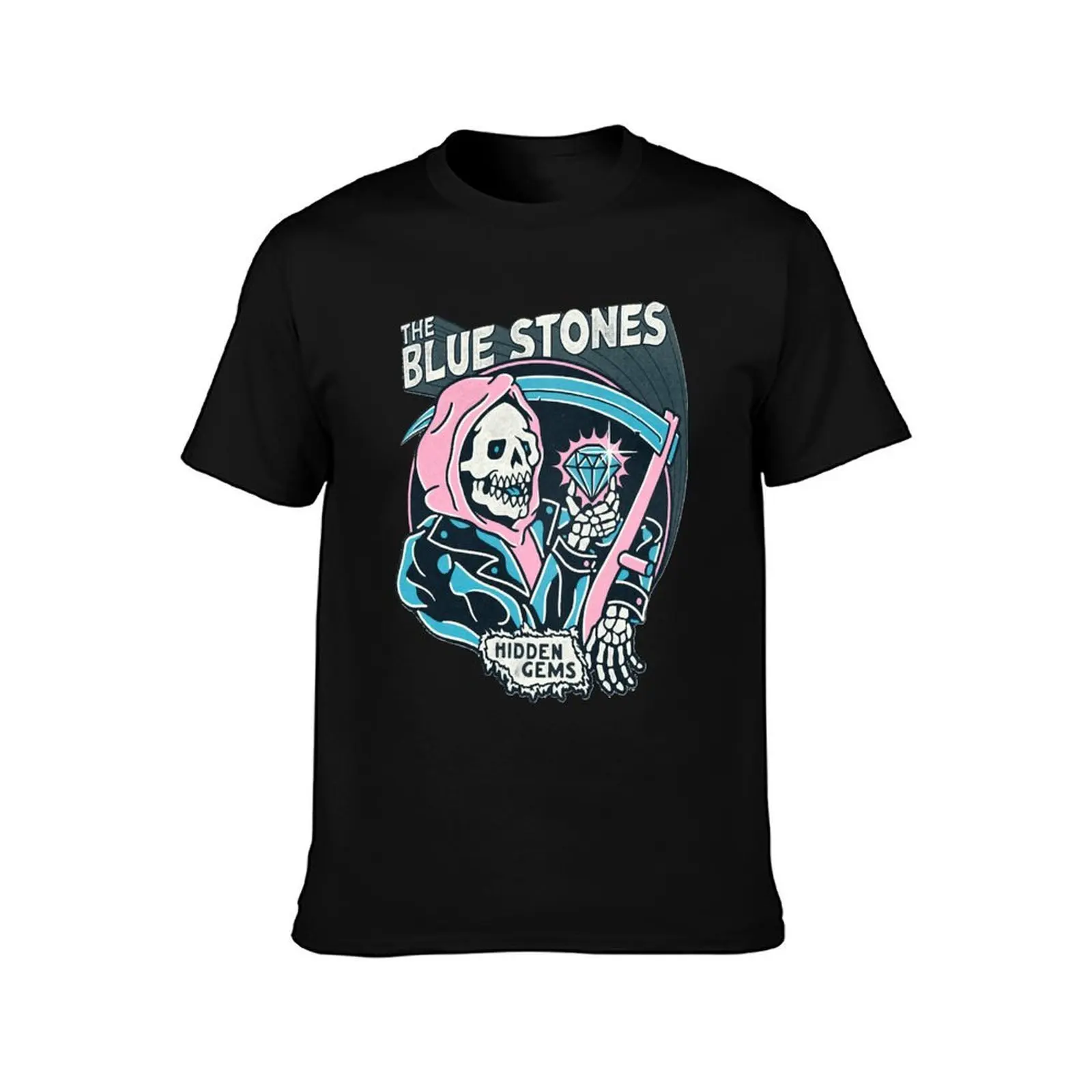 The blue stones - Hidden Gems - logo T-Shirt, Summer Casual Cotton Tee, Oversized Streetwear Tops, Vintage Graphic Print