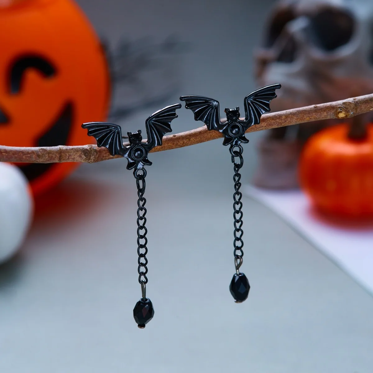 Halloween Schwarze Rote Fledermaus Wassertropfen Kristall Quasten-Ohrringe für Frauen Männer Gothic Cosplay Fledermausflügel Tier-Ohrring Schmuck – Detail 23