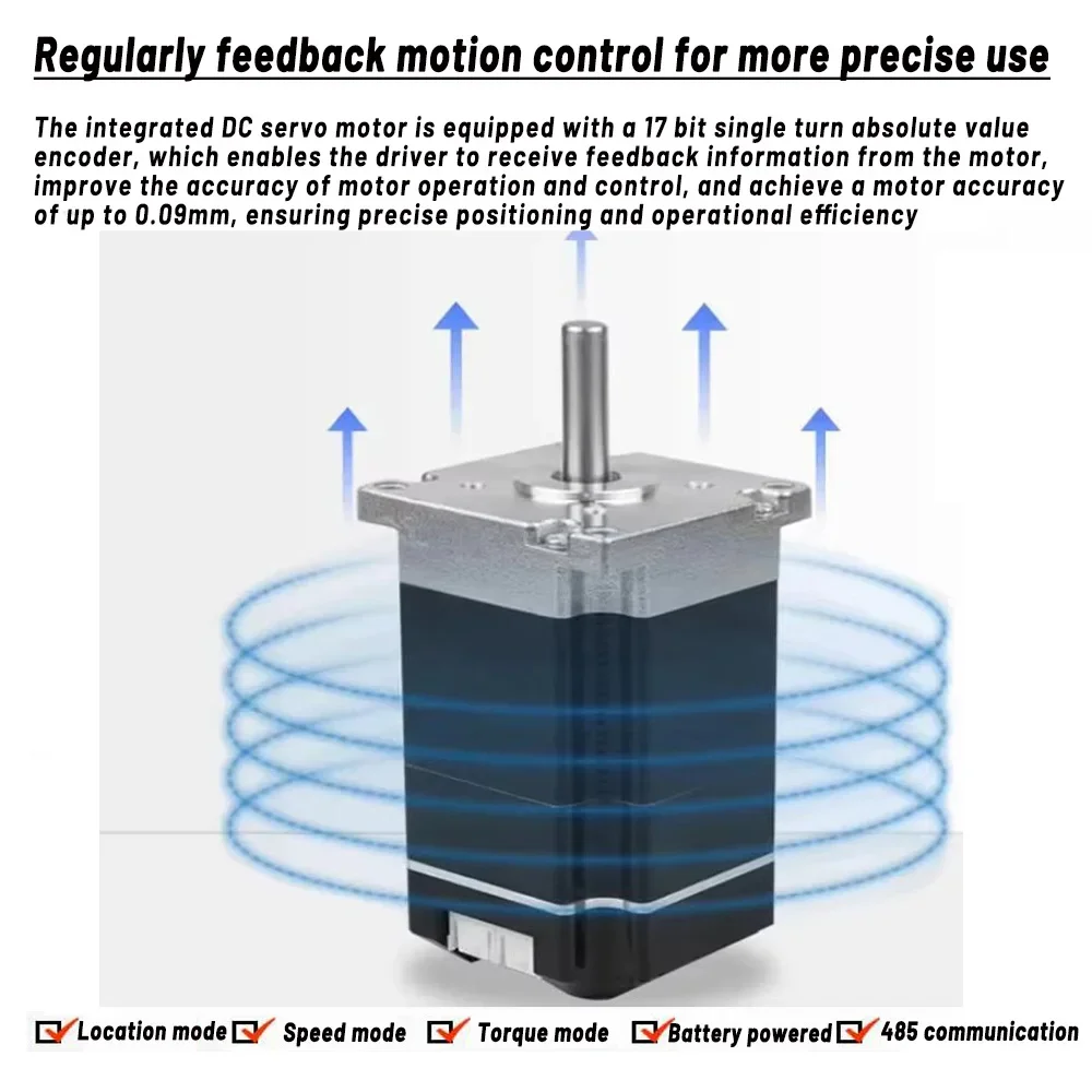 24V 48V DC Servo Motor 42mm 57mm 86mm Flange Low Voltage Servo Motor 0.1-1.4Nm 31W-440W 17Bit Encoder Pulse With RS485 3000rpm